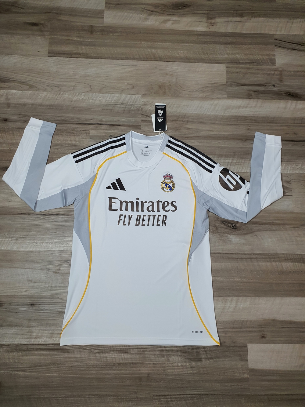 Adidas Real Madrid 25/26 Long Sleeve Home Soccer Jersey JN8884 Men's Sz XL New